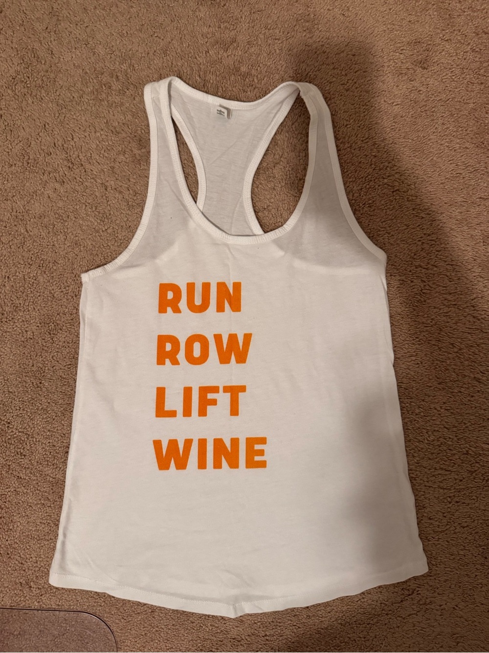 RUN ROW LIFT WINE White Racerback Tank Top